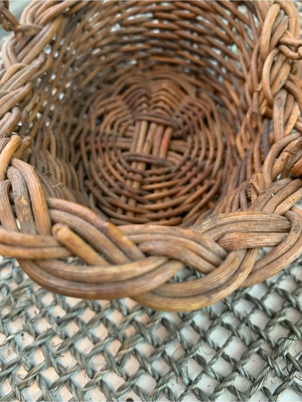 Vintage Rustic Handwoven Vine Twig Harvest Basket